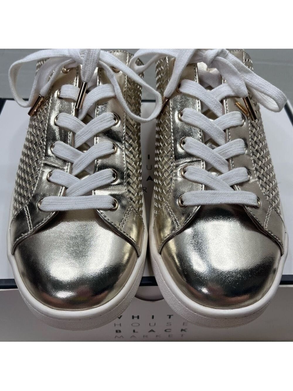 White House Black Market Gold Metallic Mule Sneakers Size 8 - Picture 3 of 11